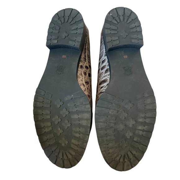 Talbots lizard leather tassel loafers 1" heels black rubber soles womens size 6B - Picture 9 of 10